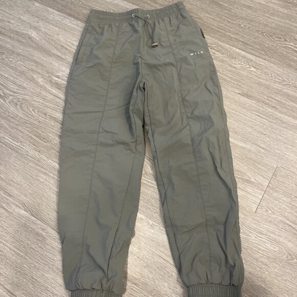 Wilo The Label Pants Women XS Green Anthropologie Wind Pants Jogger Nylon - Picture 1 of 4